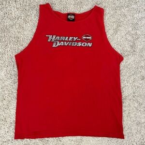 Harley Davidson Shirt Mens Red Sleeveless Cut Off - Battlefield Gettysburgh, PA